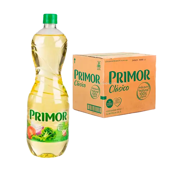 Caja de Aceite Vegetal Primor clásico 12 botellas de 1 litro