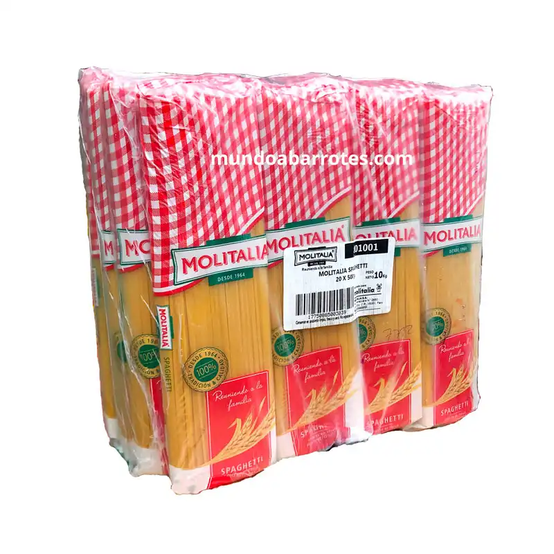 Fideo Molitalia spaghetti 20 unidades de 500 gramos arriba