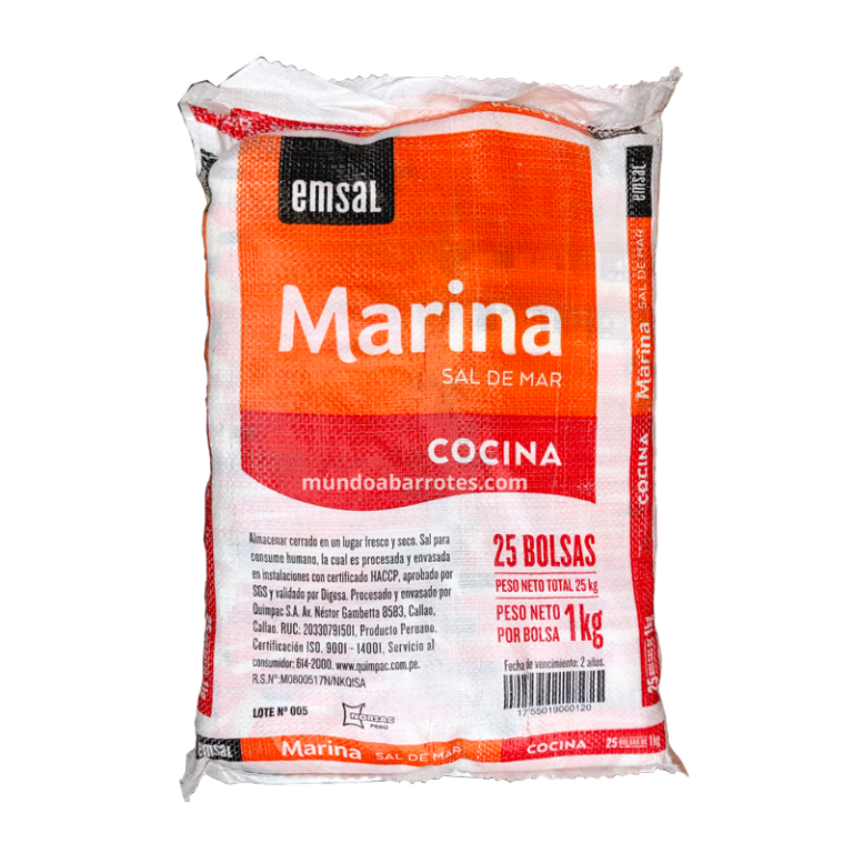 Sal Marina 25 bolsas 1 kilo Mundo Abarrotes