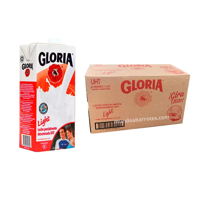 Leche Gloria entera roja UHT light 12 envases de 1 litro