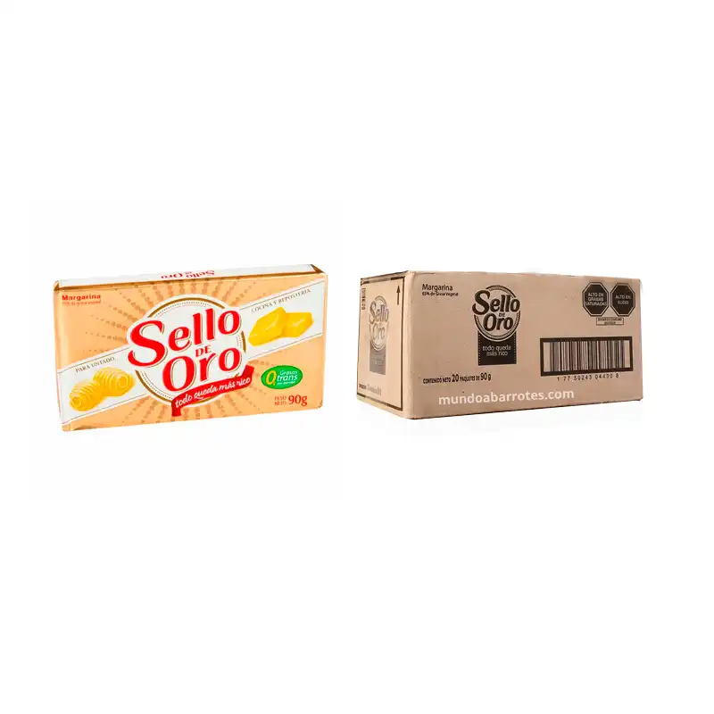 Caja de Margarina Sello de Oro 20 unidades de 90 gramos