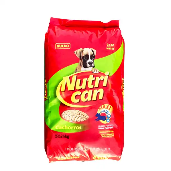 Comida para perros Nutrican Cachorros de frente 25 kg